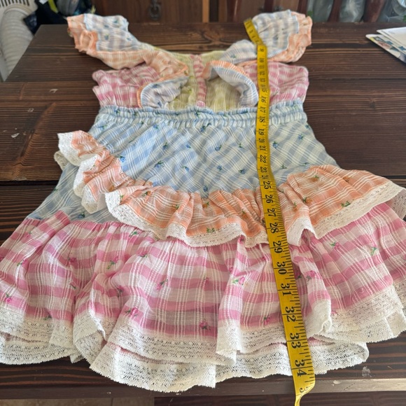 LoveShackFancy Leon Dress in Multi Rosebud Check Small - Picture 15 of 15